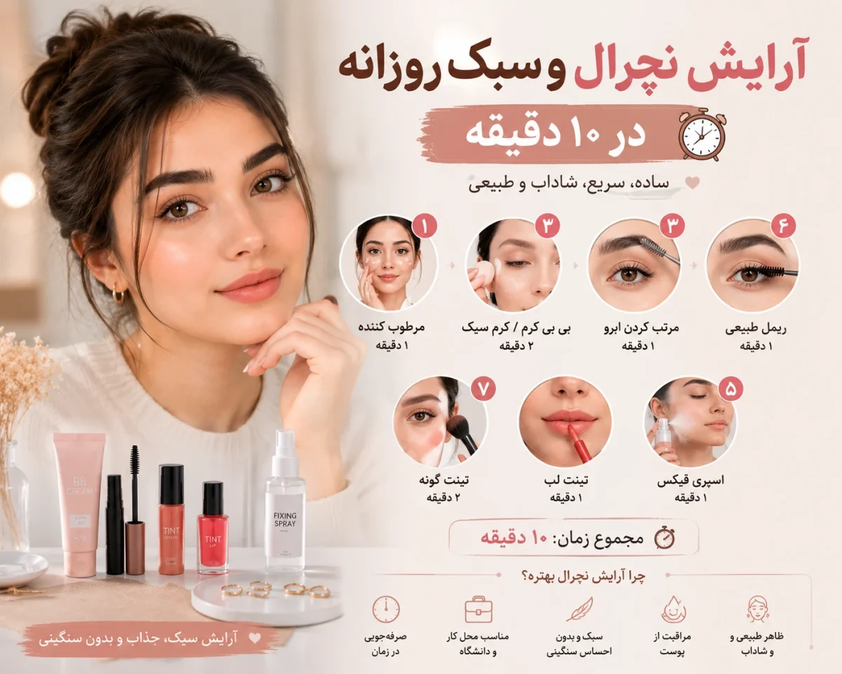 آرایش نچرال و سبک روزانه در ۱۰ دقیقه | راز میکاپی که انگار آرایش ندارید!